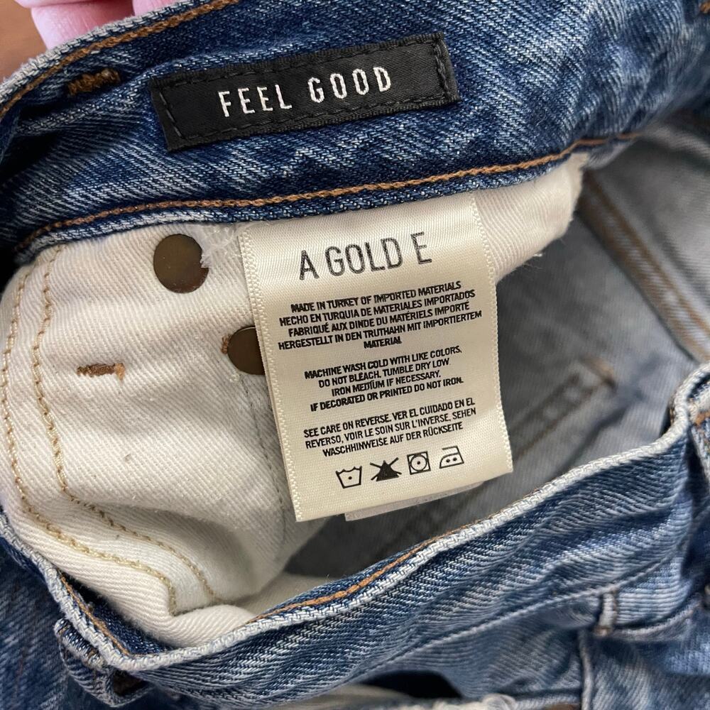 AGOLDE Revolve High Rise Crop Straight Jeans Button Fly Distressed Casual Sz 24 - Picture 4 of 8
